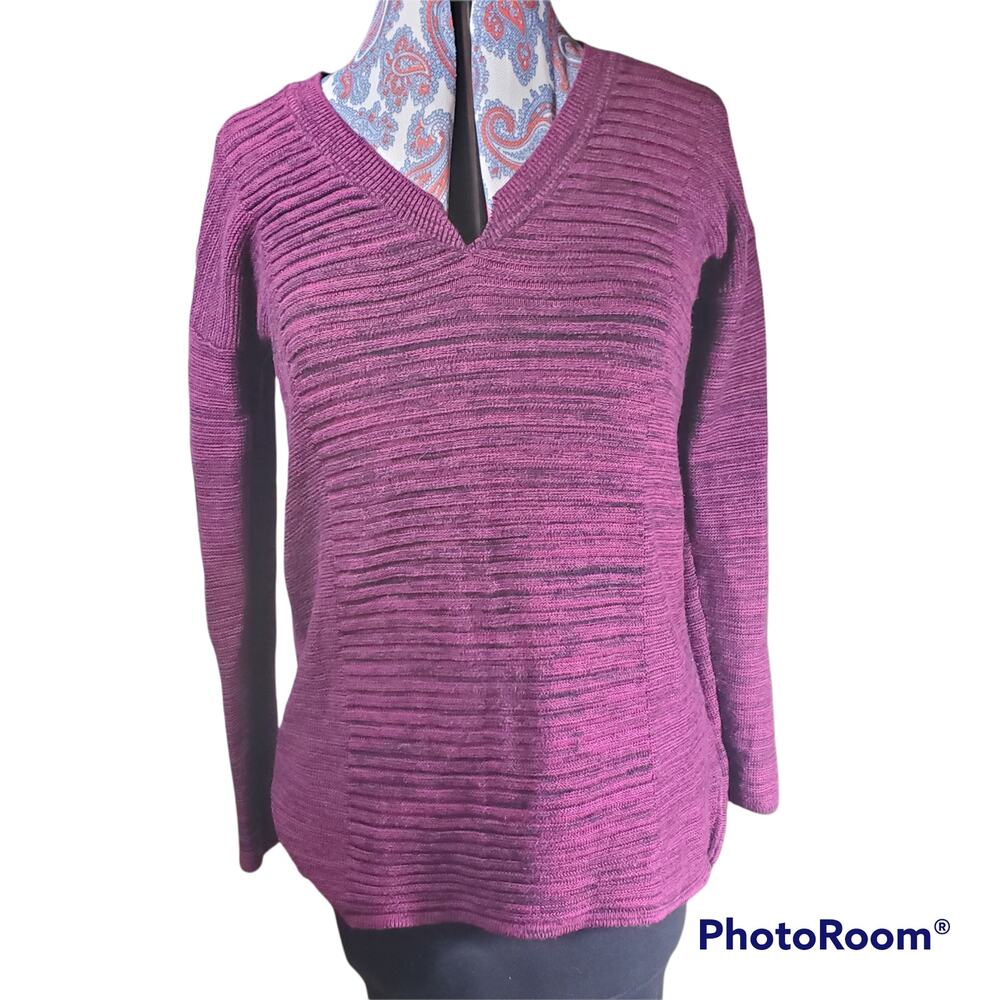Ellen Tracy | Purple & Black Ribbed Sweater | Size Small
